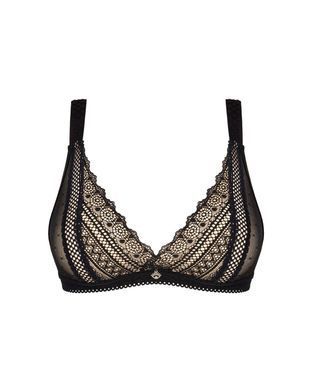 Мереживний бюстгальтер із трикутною чашкою Obsessive Estiqua bra M/L, чорний, широкі лямки SO7259 фото