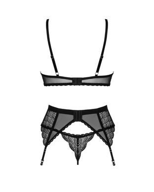Комплект Obsessive Chemeris 3-pcs set M/L, стрінги, пояс для панчіх, бюстгальтер SO9768 фото