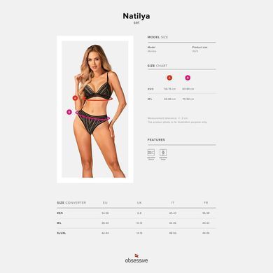 Комплект білизни Obsessive Natilya 2-pcs set XS/S, black, бюстгальтер, трусики SO7717 фото