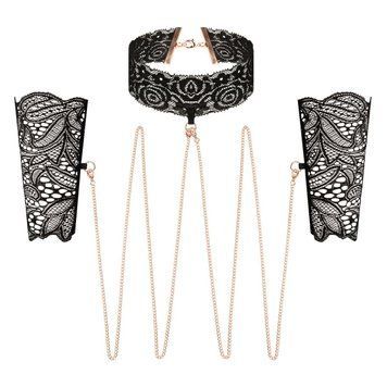 Мереживні наручники та комір Rosy Gold - Lace Cuffs and Collar - Black SX1196 фото