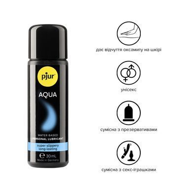 Лубрикант на водній основі pjur Aqua 30 мл, ефект оксамитової шкіри без прилипання PJ10330 фото
