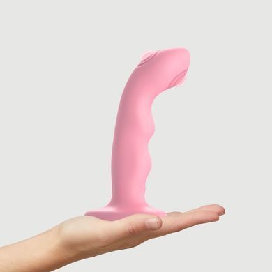 Насадка для страпона з подвійною точковою пульсацією Strap-On-Me TAPPING DILDO WAVE &ndash; CORAL PINK, М SO9622 фото