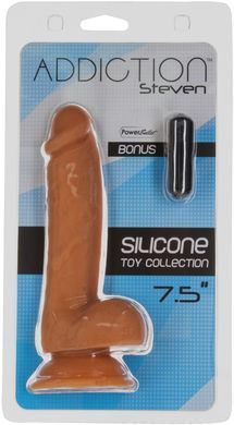 Фалоімітатор ADDICTION Steven 7.5" Silicone Dong Caramel, віброкуля в подарунок SX3155 фото