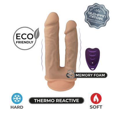 Подвійний фалоімітатор з вібрацією SilexD Double Gusto Vibro Flesh (Model 1 size 8" & 7") + LRS, діаметр 4,5 см та 3,7 см SO8209 фото