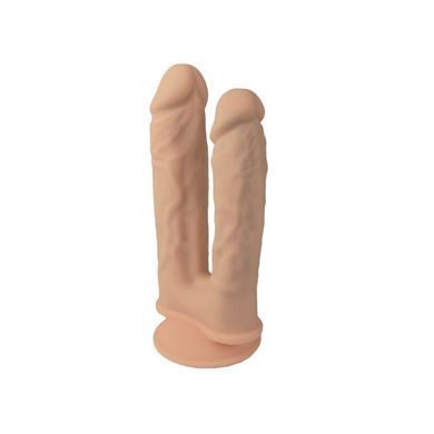 Подвійний фалоімітатор з вібрацією SilexD Double Gusto Vibro Flesh (Model 1 size 8" & 7") + LRS, діаметр 4,5 см та 3,7 см SO8209 фото