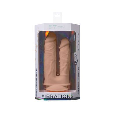 Подвійний фалоімітатор з вібрацією SilexD Double Gusto Vibro Flesh (Model 1 size 8" & 7") + LRS, діаметр 4,5 см та 3,7 см SO8209 фото