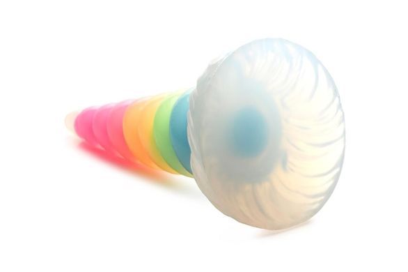 Фентезійний фалоімітатор Creature Cocks Luminescent Rainbow Silicone Dildo, світиться в темряві, 19,6 см SX2222 фото