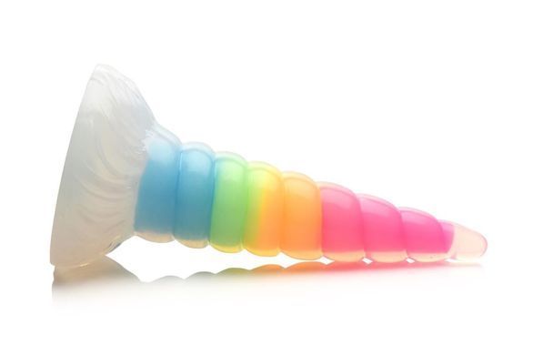 Фентезійний фалоімітатор Creature Cocks Luminescent Rainbow Silicone Dildo, світиться в темряві, 19,6 см SX2222 фото