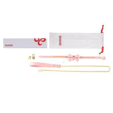 Повідець LOCKINK SEVANDA Love Heart Butterfly Leather Collar Set - Pink SX0864 фото