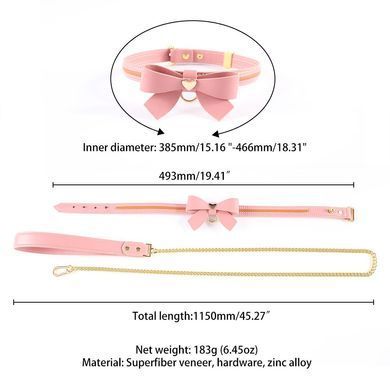 Повідець LOCKINK SEVANDA Love Heart Butterfly Leather Collar Set - Pink SX0864 фото