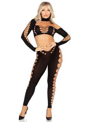 Комплект Leg Avenue Seamless Cut-Out Crop Top and Legging One Size Black SX2772 фото