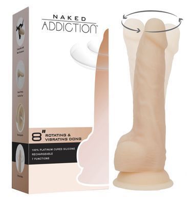 Фалоімітатор з вібрацією та ротацією Naked ADDICTION James 8&Prime; Rotating & Vibrating Dong, пульт ДК SO5587 фото