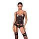Корсет зі шнурівкою Passion NESSY CORSET S/M black, стрінги з відкритим доступом, пажі для панчіх SO8455 фото 1