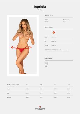 Трусики з доступом Obsessive Ingridia crotchless thong XL/2XL, червоні SO9045 фото