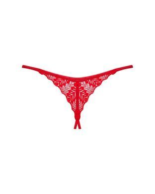 Трусики з доступом Obsessive Ingridia crotchless thong XL/2XL, червоні SO9045 фото