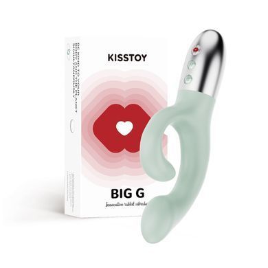 Вібратор-кролик для точки G KISTOY Big G Green, вигнутий відросток, автоматичний підігрів SO9991 фото