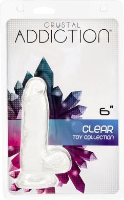 Прозорий фалоімітатор на присосці ADDICTION &mdash; Clear Dildo with Balls 6&Prime;, віброкуля в подарунок SO5580 фото