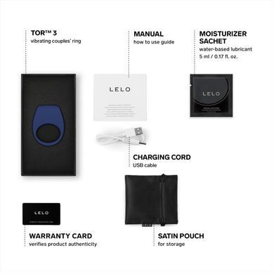 Ерекційне кільце з вібрацією LELO Tor 3 Base Blue SX0701 фото