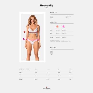 Еротичний комплект Obsessive Heavenlly 2-pcs set M/L, бюстгальтер і танга SO8173 фото