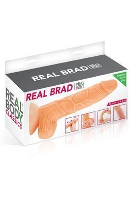 Фалоімітатор із рухомою крайньою плоттю Real Body &mdash; Real Brad, діаметр 4,5 см, TPE SO1889 фото