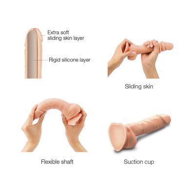 Реалістичний фалоімітатор Strap-On-Me Sliding Skin Realistic Dildo Vanille M, ефект рухливої шкіри SO6253 фото