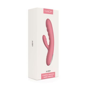 Вібратор-кролик Svakom Avery Strawberry Pink зі стовбуром, що рухається, рух вперед-назад SX1279 фото