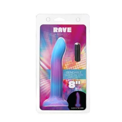 Фалоімітатор, що світиться в темряві, ADDICTION Rave 8&Prime; Glow in the Dark Dildo Blue Purple, 20,3 см SO6851 фото