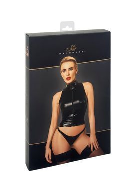 Топ Noir Handmade F324 Glam wetlook top with vinyl corset - XL SX0378 фото