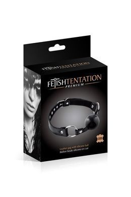 Кляп Fetish Tentation Premium Leather gag with silicone ball Black SX1101 фото