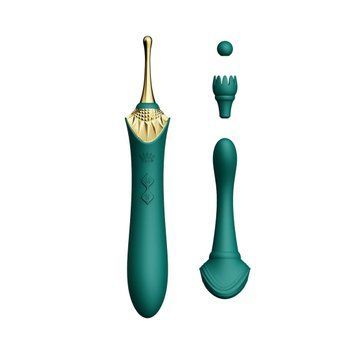 Вагінально-кліторальний вібратор Zalo &mdash; Bess Turquoise Green, багатофункціональний із насадками SO6652 фото