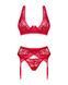 Комплект білизни Obsessive Lacelove cupless 3-pcs set XL/2XL Red, бюстгальтер, стрінги, пояс для панчіх SO8657 фото 3