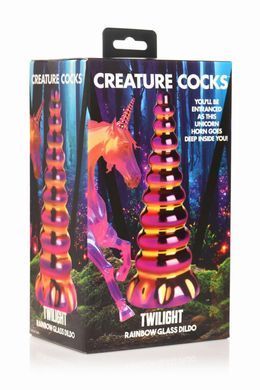 Фентезійний скляний фалоімітатор Creature Cocks Twilight Rainbow Glass Dildo, 16 см SX2224 фото