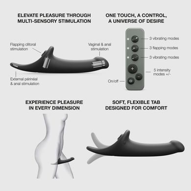 Вібронасадка для страпону з вакуумною стимуляцією Strap-On-Me Multi Orgasm Dildo M Black SX4031 фото
