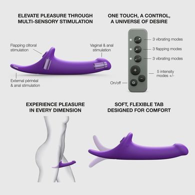 Вібронасадка для страпону з вакуумною стимуляцією Strap-On-Me Multi Orgasm Dildo M Purple SX4033 фото