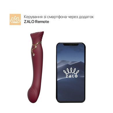 Смартвібратор 3в1 Zalo &mdash; Queen Wine Red, пульсівна перлина та вакуум, кристал Swarovski SO6662 фото