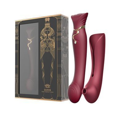 Смартвібратор 3в1 Zalo &mdash; Queen Wine Red, пульсівна перлина та вакуум, кристал Swarovski SO6662 фото