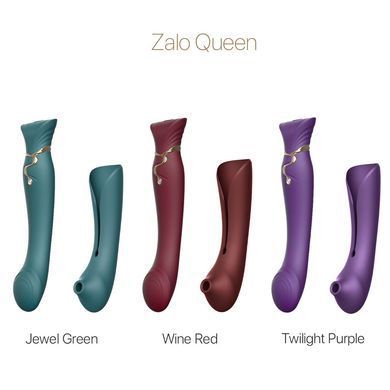 Смартвібратор 3в1 Zalo &mdash; Queen Jewel Green, пульсівна перлина та вакуум, кристал Swarovski SO6663 фото