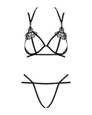 Еротичний комплект зі стреп Obsessive Badossa 2-pcs set L/XL, чорний, з доступом SO7218 фото